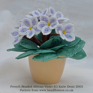 French beaded African Violet kit and pattern, Katie Dean, Beadflowers