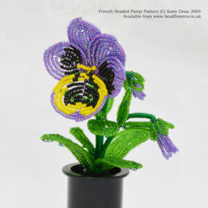 French Beaded Pansy Pattern, Katie Dean, Beadflowers