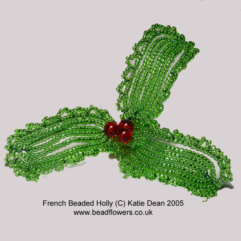 French Beaded holly leaves
