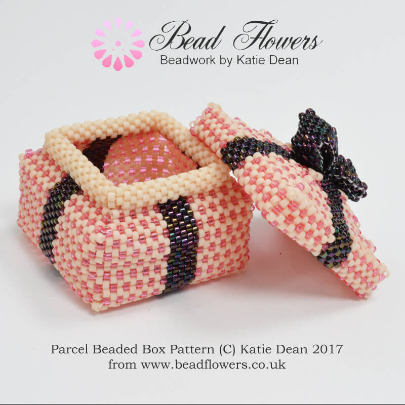 Parcel Beaded Boxes Pattern, Katie Dean, Beadflowers, Beaded Gifts