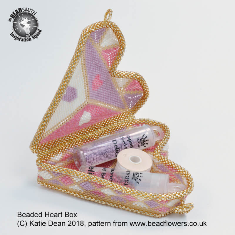 Beaded Heart Box Pattern, Katie Dean, Beadflowers, New Beading Patterns