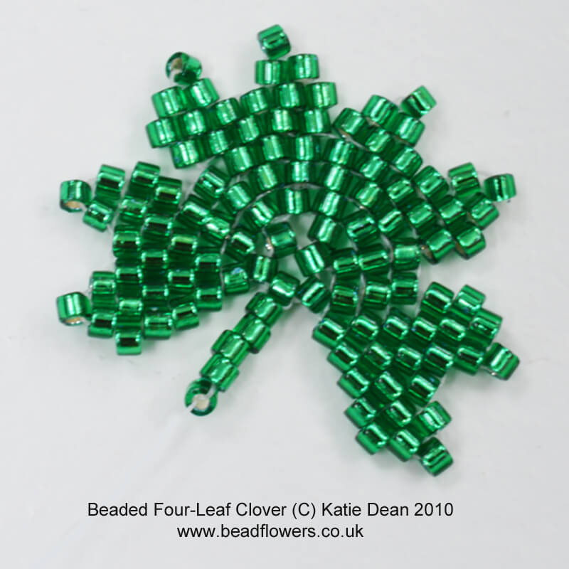 Beaded Four-Leaf Clover Charm Pattern - Katie Dean - Beadflowers