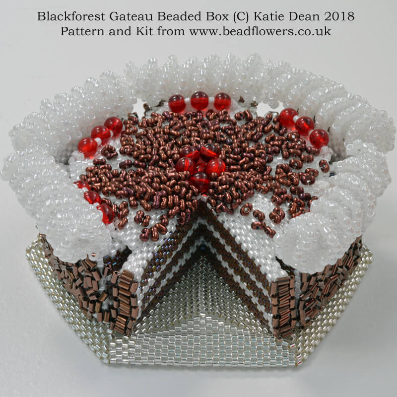 Blackforest Gateau Beaded Box Kit and Pattern, Katie Dean, Beadflowers. How to bake black forest cake