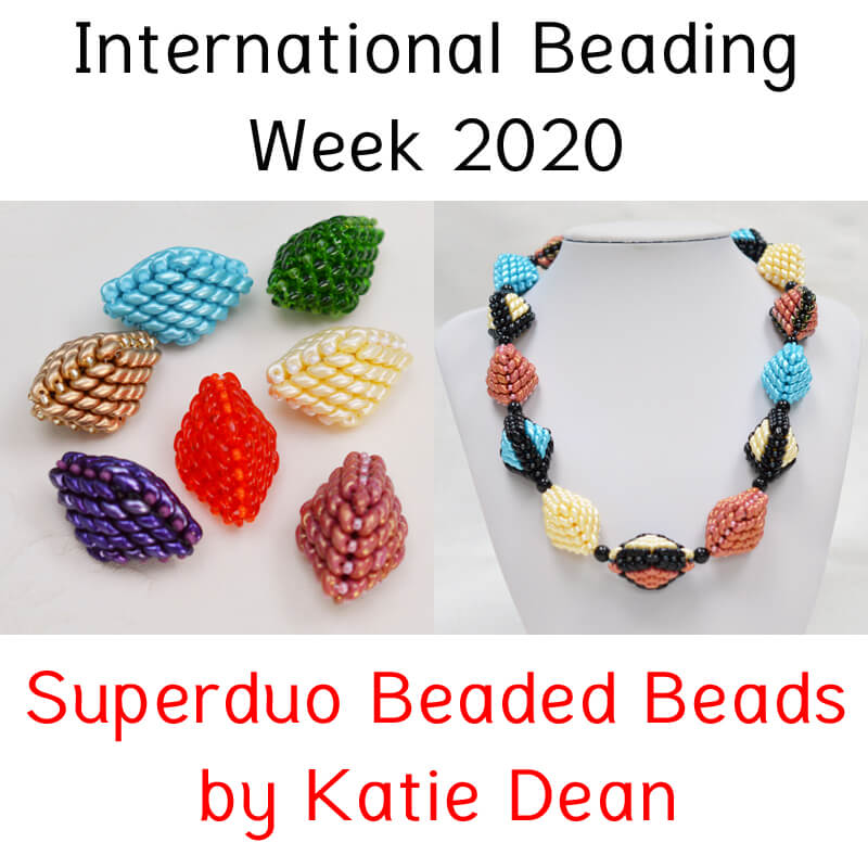 Superduo beaded beads for International Beading Week 2020