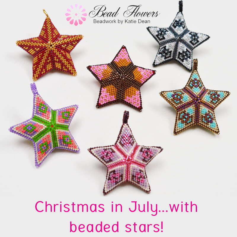 Beaded stars for Christmas in July, Katie Dean, Beadflowers