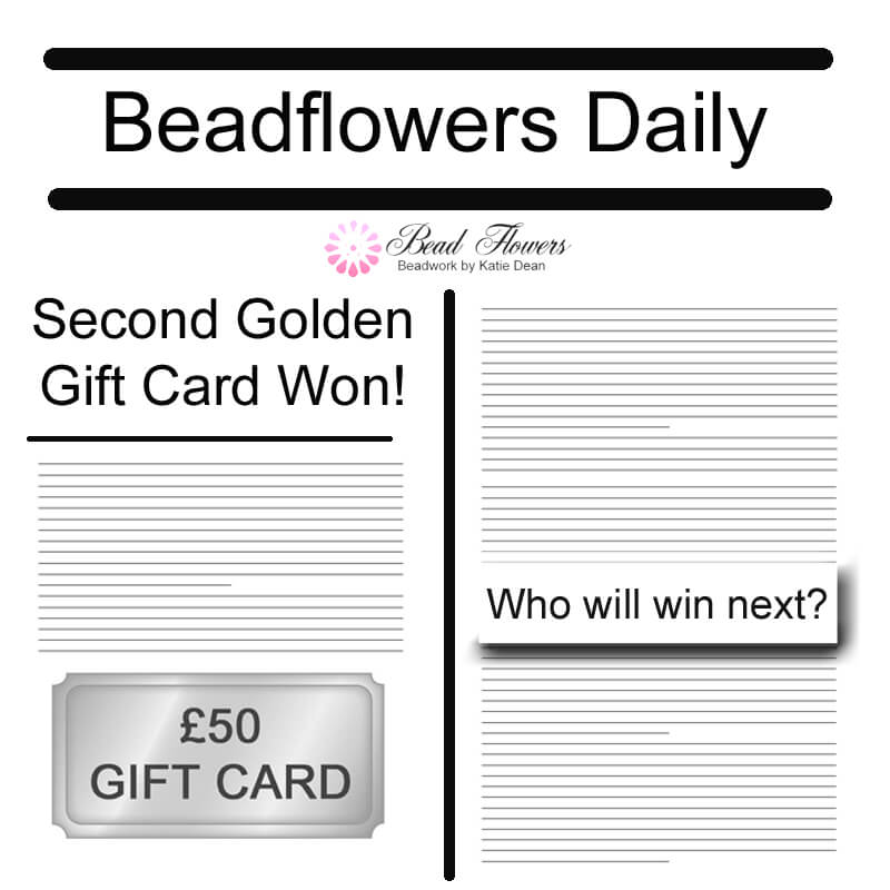 Second golden gift card won, Katie Dean, Beadflowers