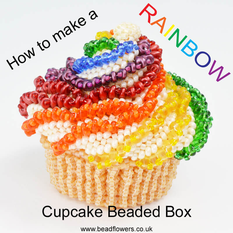 How to make a rainbow cupcake beaded box, by Katie Dean, Beadflowers